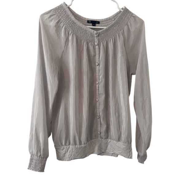 Like New GAP Flowy Button Top Mixed Media Long Sleeve Women’s Small - Picture 1 of 12
